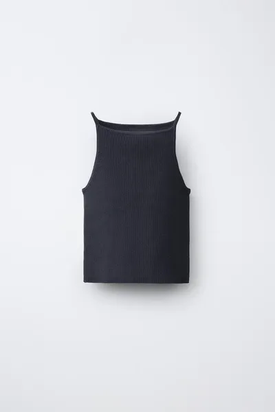 Ребристый трикотажный топ, ANTHRACITE GREY