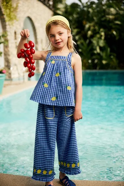 CASA LAWA X ZARA KIDS Гингем-кюлоты с вышитыми лимонами