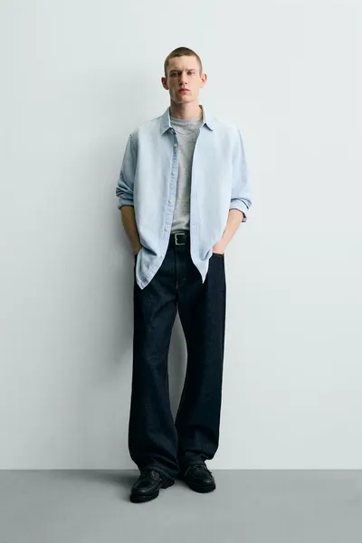 Рубашка из денима, льна и хлопка DENIM LINEN/COTTON SHIRT