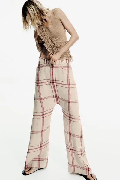 Брюки ZW COLLECTION LINEN CHECK BAGGY