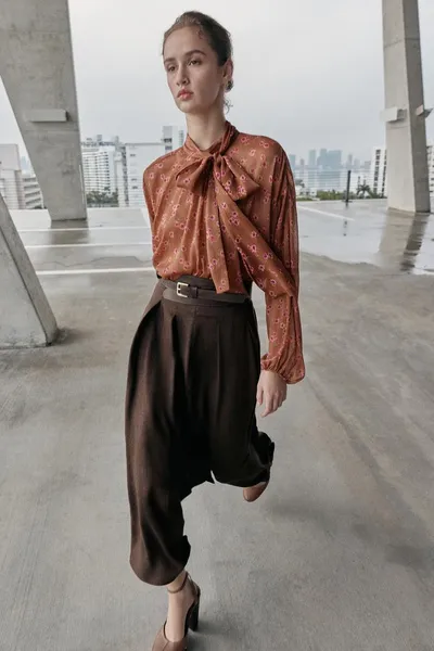 Рубашка с бантом PRINTED SHIRT WITH BOW