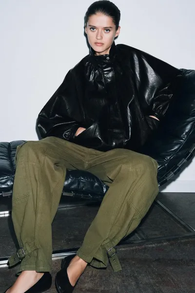 Куртка-бомбер из искусственной кожи ZW COLLECTION