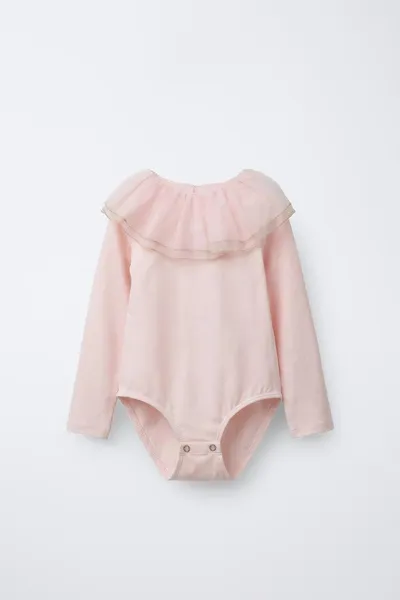Боди с воротником «Питер Пэн» и двойным тюлем DOUBLE TULLE PETER PAN COLLAR BODYSUIT