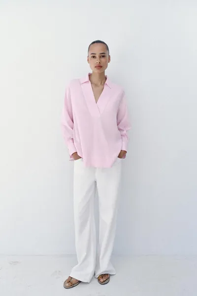 Блуза из льняной смеси oversize