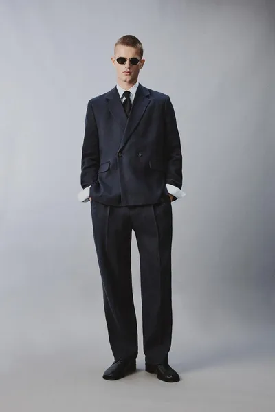 Брюки плиссированные из льна и хлопка LINEN/COTTON PLEATED SUIT TROUSERS