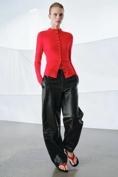 Полосатые кожаные брюки ZW COLLECTION LIMITED EDITION