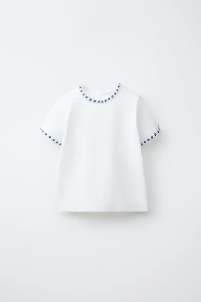 Футболка FLORAL, BLUE/WHITE