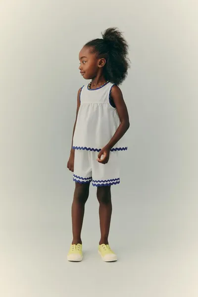 CASA LAWA X KIDS CONTRAST SCALLOPED POPLIN BERMUDA Шорты